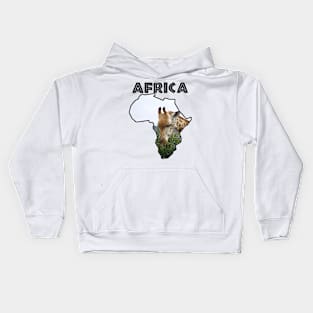 Africa Wildlife Map Giraffe Thorn Black Text Kids Hoodie